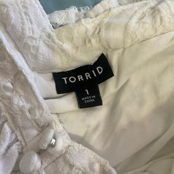 Torrid White Ruffled Blouse with Square Neckline - Picture 9 of 9